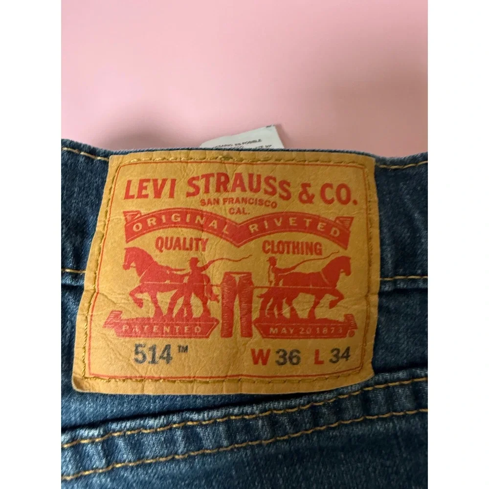 Levis 514 Straight Fit Mens 36x34 Blue Medium Wash Excellent‎ Denim Jeans 8407